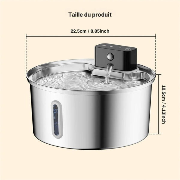 Fontaine à eau inox 3,2L – Pour chats & chiens