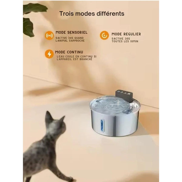 Fontaine à eau inox 3,2L – Pour chats & chiens
