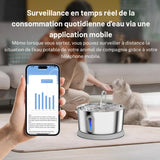 Fontaine à eau pour chats connectée en inox  4L - KANCHOU