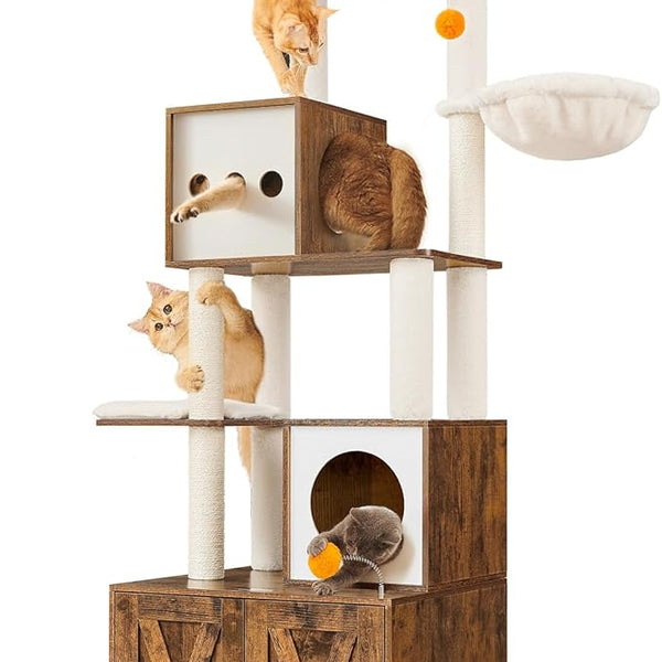 Arbre à chat avec enclos à litière