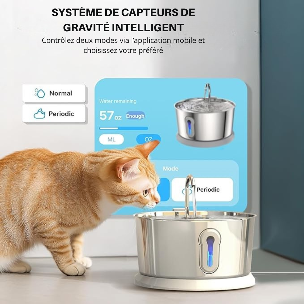 COSYFUR – Fontaine à Eau Connectée 4 L en Inox pour Chats