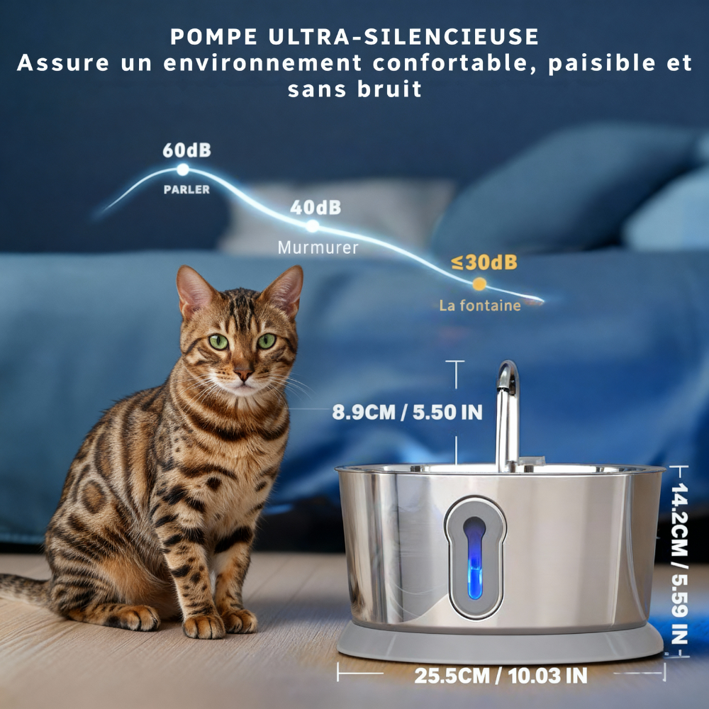 COSYFUR – Fontaine à Eau Connectée 4 L en Inox pour Chats