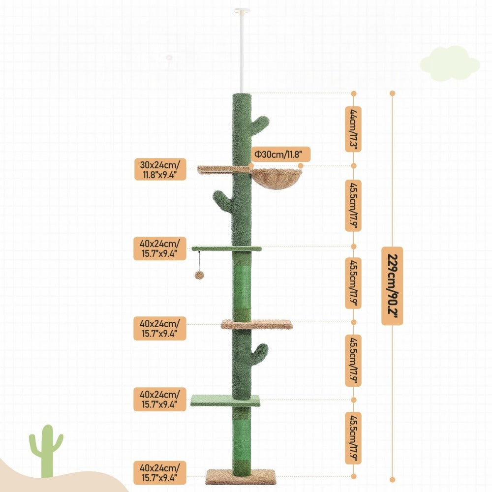 Arbre à chat avec fixation au plafond, griffoirs et cachette