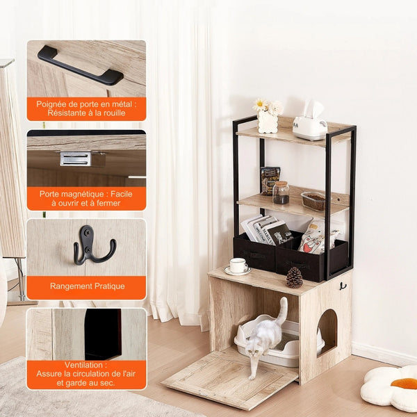 Meuble à litière avec rangements