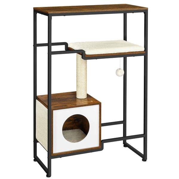 Arbre à chat – tour multi-niveaux avec niche, griffoir en sisal et espace de rangement - FEANDREA