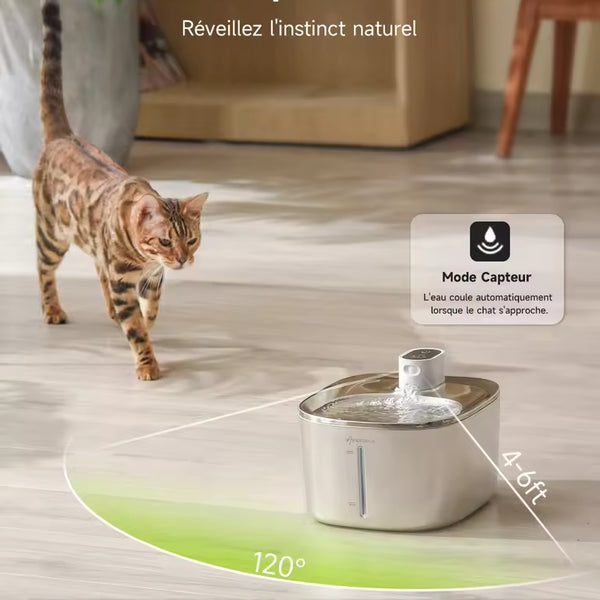 Fontaine à eau pour chat 4L sans fil avec capteur de mouvement  - Apetdola