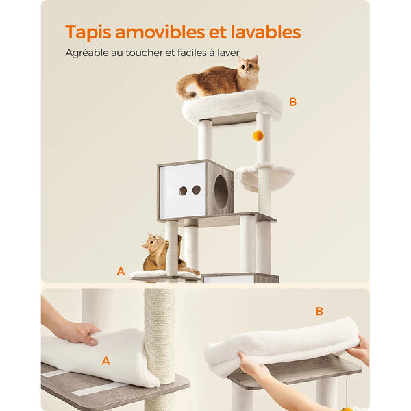 Arbre à chat avec enclos à litière