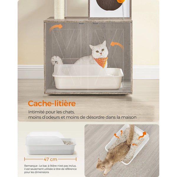 Arbre à chat avec enclos à litière