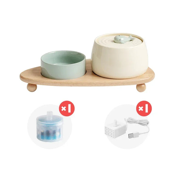 Fontaine à eau et mangeoire en céramique pour chat