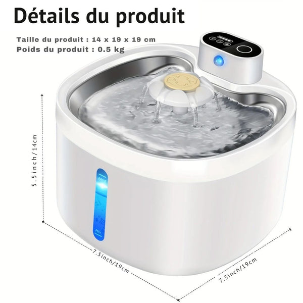 DISHENGZHEN -  Fontaine à eau intelligente sans fil 2,6L – Pour chats