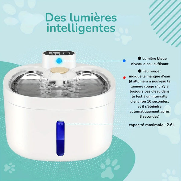 DISHENGZHEN -  Fontaine à eau intelligente sans fil 2,6L – Pour chats